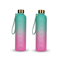 2-Pcs Monexi Water Bottles w/ Time Markings, 1L