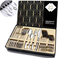 High Quality 24-Pc Cutlery Set, Gold
