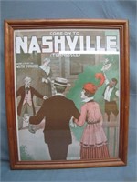 Antique Framed 1920s Come to Nashville Sheet Music