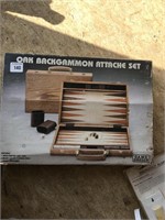Oak Backgammon Attache Set