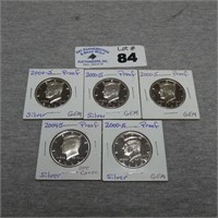 (5) Silver Proof Kennedy Half Dollars