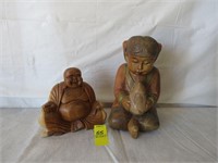 Two wood carved statues
