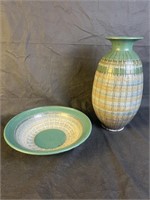 Studio Pottery Bowl & Vase, Signed by Artist