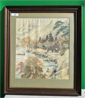 Framed Asian Painting on Silk