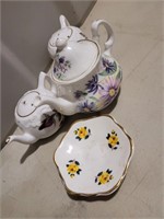 mini cream , sugar ,teapot, cup and saucer
