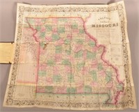 1870 Folding Pocket Map of Missouri
