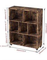 FUSUNBAO 7-Cube Style Bookshelf with Wheels