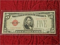 1928 F RED SEAL $5 BILL