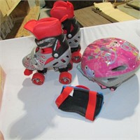 adjustable kids roller skates and helmet