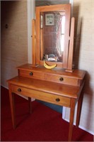 Vintage Swivel Mirror Pine Vanity