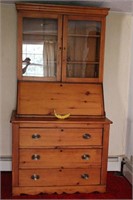 Early 1900s Hand-Built Drop Front Pine Secretary