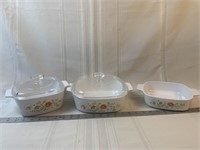 Corningware Wildflower- 3 casseroles and 2 lids