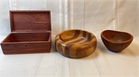Teak wood bowl, Lane small box and more