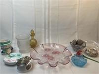 Assorted glass and decor