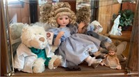 Boyd bear & 2 porcelain dolls
