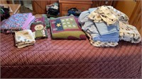 Assorted blankets, sheets, quilts