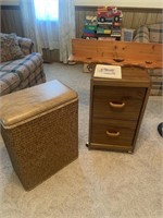2 drawer rolling file cabinet, shelf, hamper