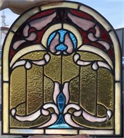 Arched Leaded Stain Glass Panel