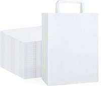 WHITE KRAFT PAPER BAG WITH HANDLES 100, 10X5X13