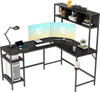 L-Shaped Desk with Hutch, 60" Corner Computer Desk