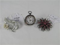 CLEO & OTHER BROOCH,  POCKET WATCH