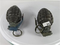 TWO DECOMMISSIONED HAND GRENADES