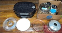 ROASTING PAN, CRACKER JAR, GLASSWARE ETC.