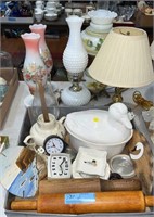 5 LAMPS & LARGE LOT OF KITCHENWARE