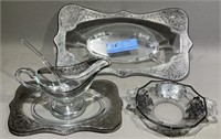 COLLECTION OF SILVER OVERLAY DISHES