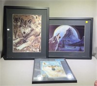 3 FRAMED WOLF PICTURES - 2 ARE 3D