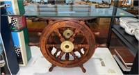 SHIPS WHEEL STAND W/ GLASS TOP