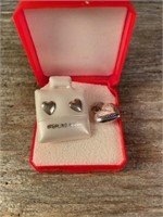 Sterling Silver Heart Earrings & Pendant