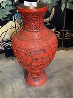 Asian Carved Cinnabar Vase