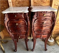 Pair of Marble-Top Stand Tables