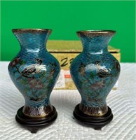 Boxed Pair of Cloisonné Vases