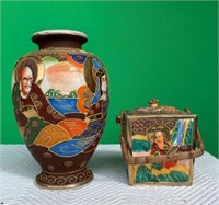 Japanese Vase and Lidded Jar