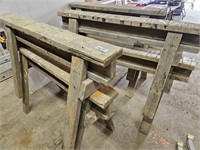 (3) SETS OF WOODEN SAW HORSES - 30" HIGH