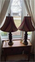 2 wooden end table lamps