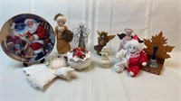Assorted collectibles, angels, clown, etc
