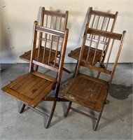 Four Antique Wooden Folding Chairs