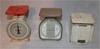 2 Vintage Kitchen Scales & 1 Postal Scale