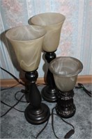 Pair of Matching Table Lamps & Sm. Table Lamp