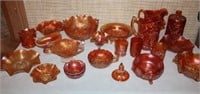 26 pcs. of Misc. Vintage Amber Carnival Glassware