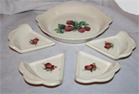 Vintage Pie Plate & 4 Matching Plates