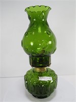 GREEN GLASS 12" OIL LAMP