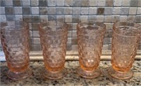 4 Pink Glass Water Glasses