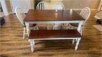 6 Pc Dining Room Set w/ 4 Chairs & Bench