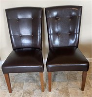 2 Faux-Leather Chairs, 20” x 19” x 40”
