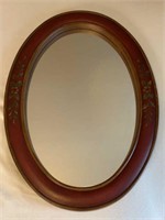 Wooden Oval Mirror w/ Painted Design