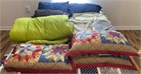 Box Lot of Bedding: Throws, Blankets, Comforters,